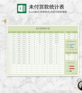 绿色未付货款统计表Excel模板