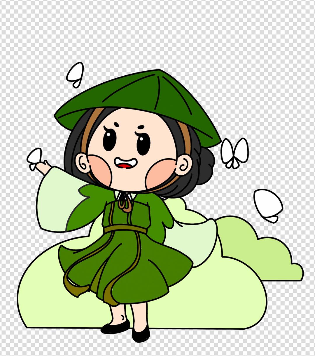 清凉荷叶女孩立夏元素