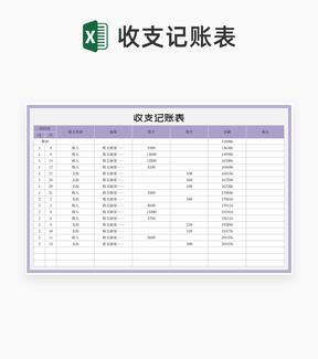 小清新紫色收支记账表Excel模板