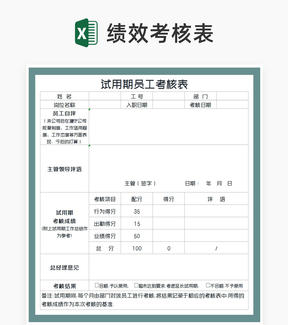 试用期员工考核评估表Excel模板