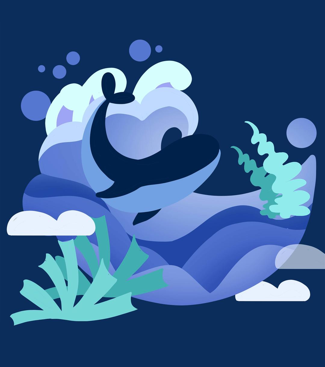 蓝色简约海洋世界元素