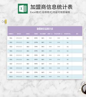 紫色加盟商信息统计表Excel模板