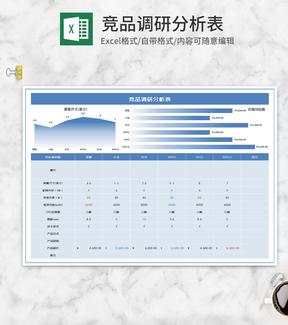 蓝色竞品调研分析表Excel模板