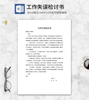 工作失误检讨书word模板