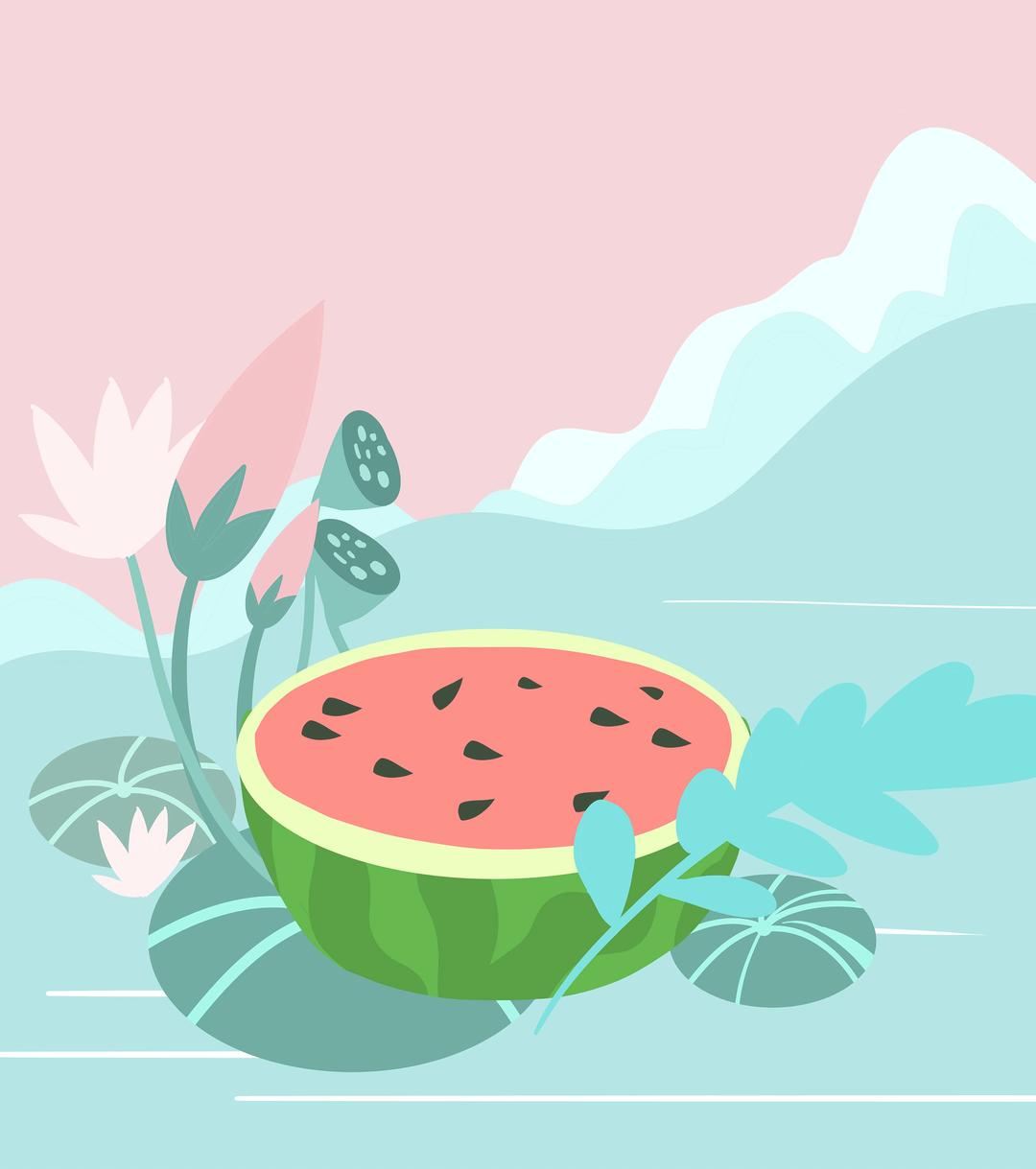 粉色清凉立夏西瓜元素