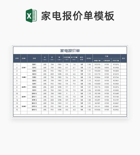  家电销售报价单Excel模板