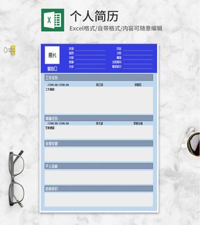 蓝色职场应聘面试求职简历Excel模板