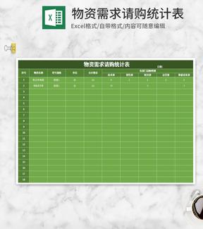 简约绿色物资需求请购统计表Excel模板