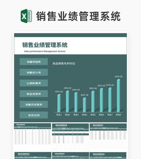 绿色商务风商品销售业绩管理系统Excel模板