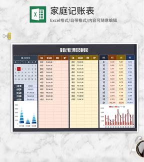 年度家庭记账日常收支明细表Excel模板