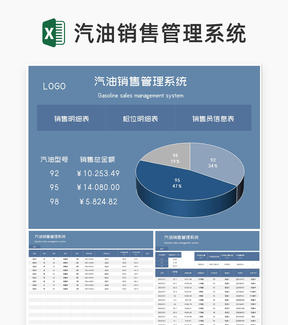 蓝色汽油销售管理系统excel模板