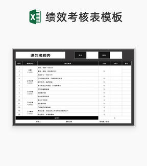 深色员工绩效考核表Excel模板
