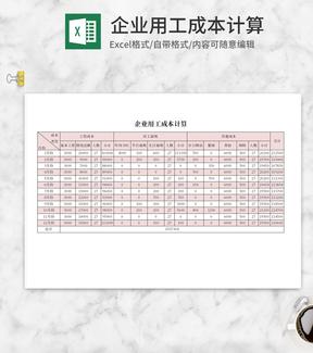 小清新粉色企业用工成本计算Excel模板