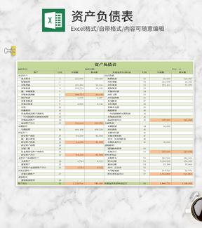 简约绿色企业资产负债表Excel模板