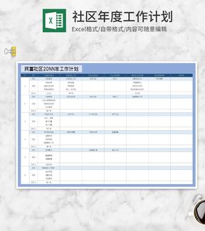 社区年度活动工作计划明细Excel模板