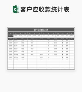 商务风灰色年度客户应收款统计表Excel模板