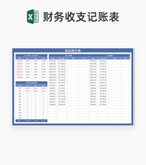 蓝色账户月度收支明细统计表Excel模板