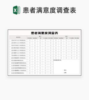 医院患者满意度调查表Excel模板