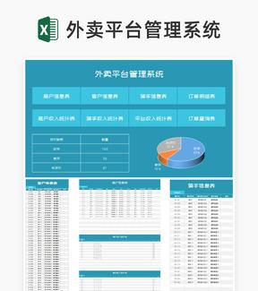 蓝色外卖平台管理系统Excel模板