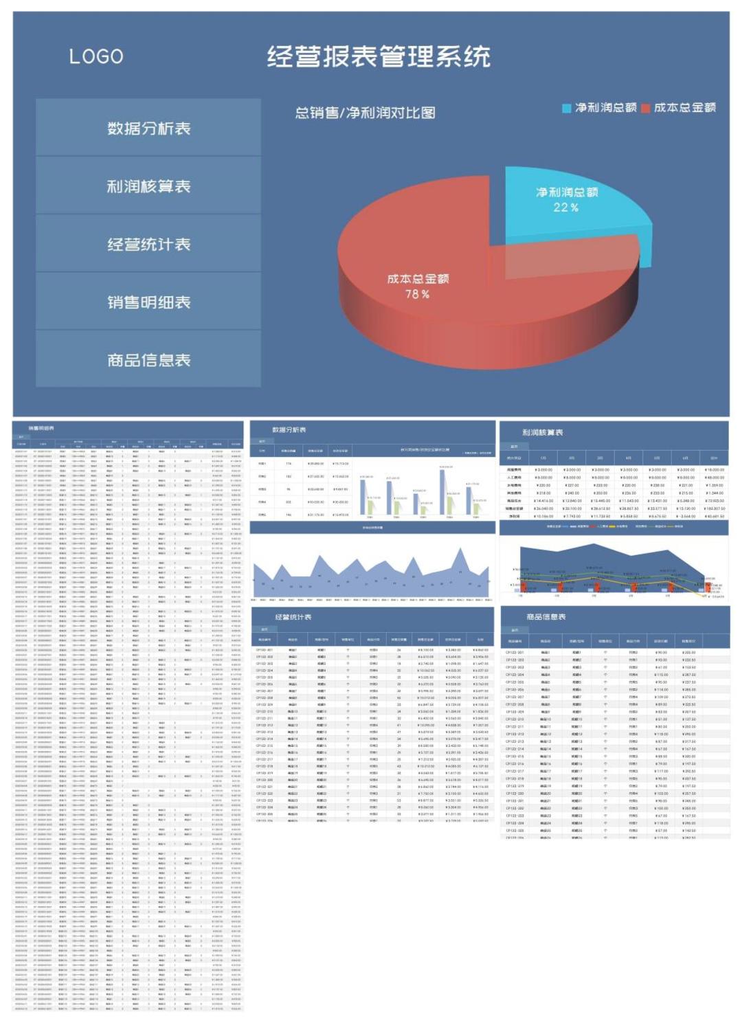 商务风公司经营报表管理系统Excel模板