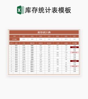 简约红色产品库存统计表Excel模板