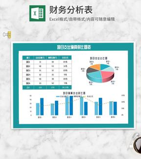 项目支出预算对比图表Excel模板