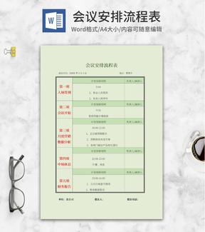 绿色会议流程表word模板