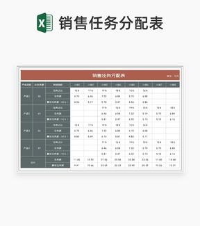 商务风产品销售任务分配表Excel模板