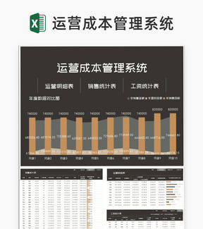 商务风奢华运营成本管理系统excel模板