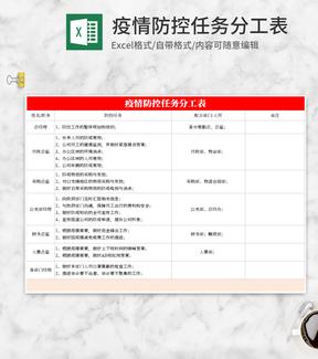 简约疫情防控任务分工表Excel模板
