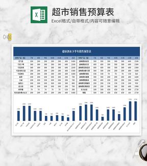 蓝色超市酒水下半年销售预算表Excel模板