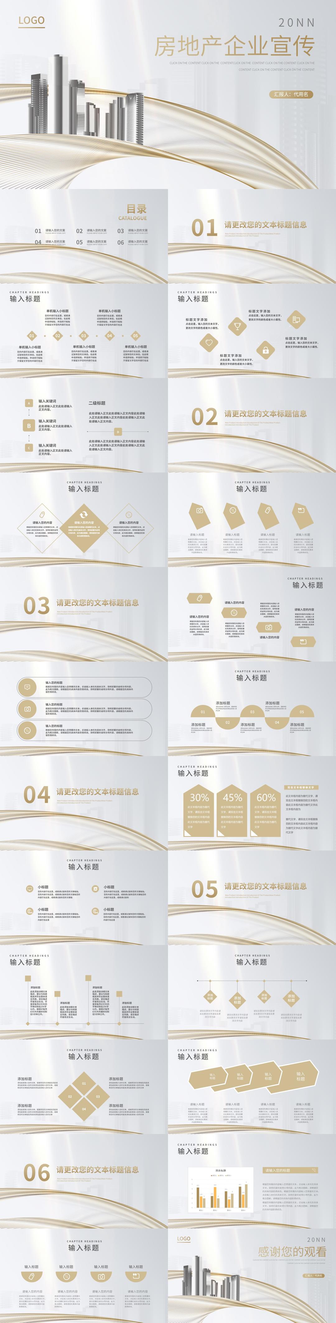 白色简约风房地产企业销售形象宣传PPT模板