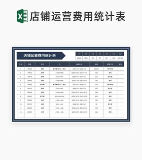 商务风深灰月度店铺运营费用统计表Excel模板