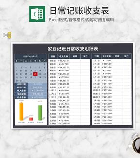 家庭记账日常收支明细表Excel模板