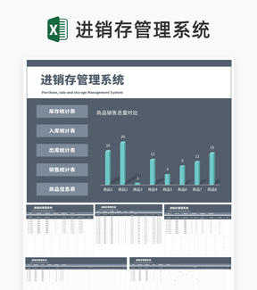 商务风灰色商品销售进销存管理系统Excel模板