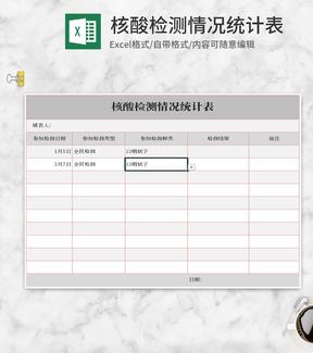 简约灰色核酸检测情况统计表Excel模板