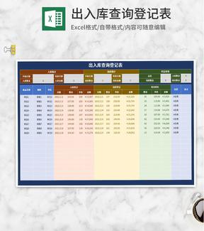 商品出入库查询登记表Excel模板