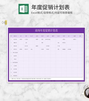 商场年度促销计划表Excel模板
