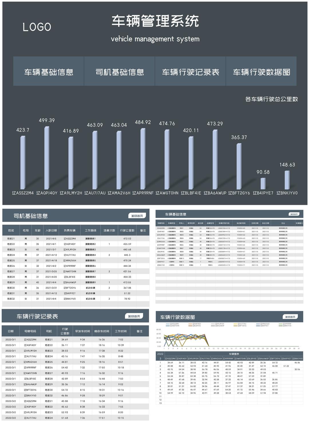 商务风灰色公司车辆管理系统Excel模板