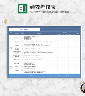 蓝色项目员工绩效考核表Excel模板