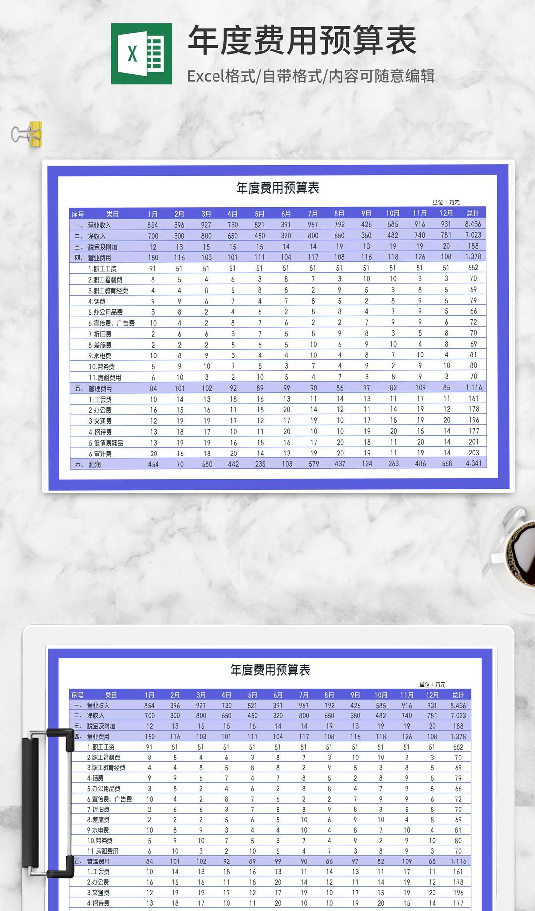 年度公司开销费用预算表Excel模板