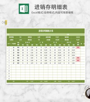小清新绿色进销存明细表Excel模板