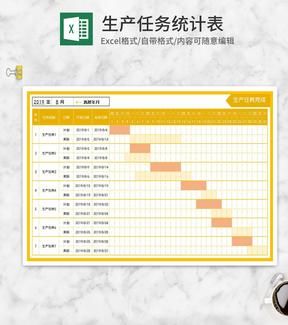 黄色生产任务完成计划表Excel模板