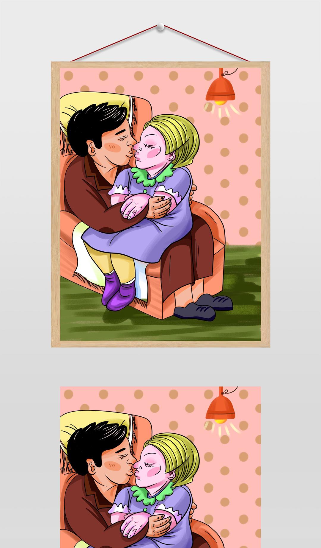 男女亲吻插画