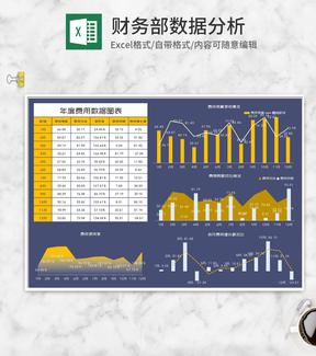 深蓝年度费用预算支出数据图表Excel模板