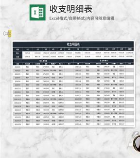 项目月度收支明细表Excel模板