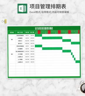 软件研发项目管理排期表Excel模板