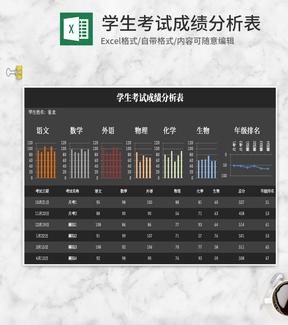 简约深灰色学生考试成绩分析表Excel模板