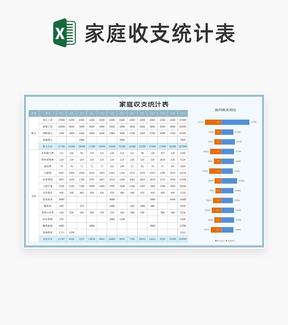 小清新蓝色家庭收支明细统计表Excel模板