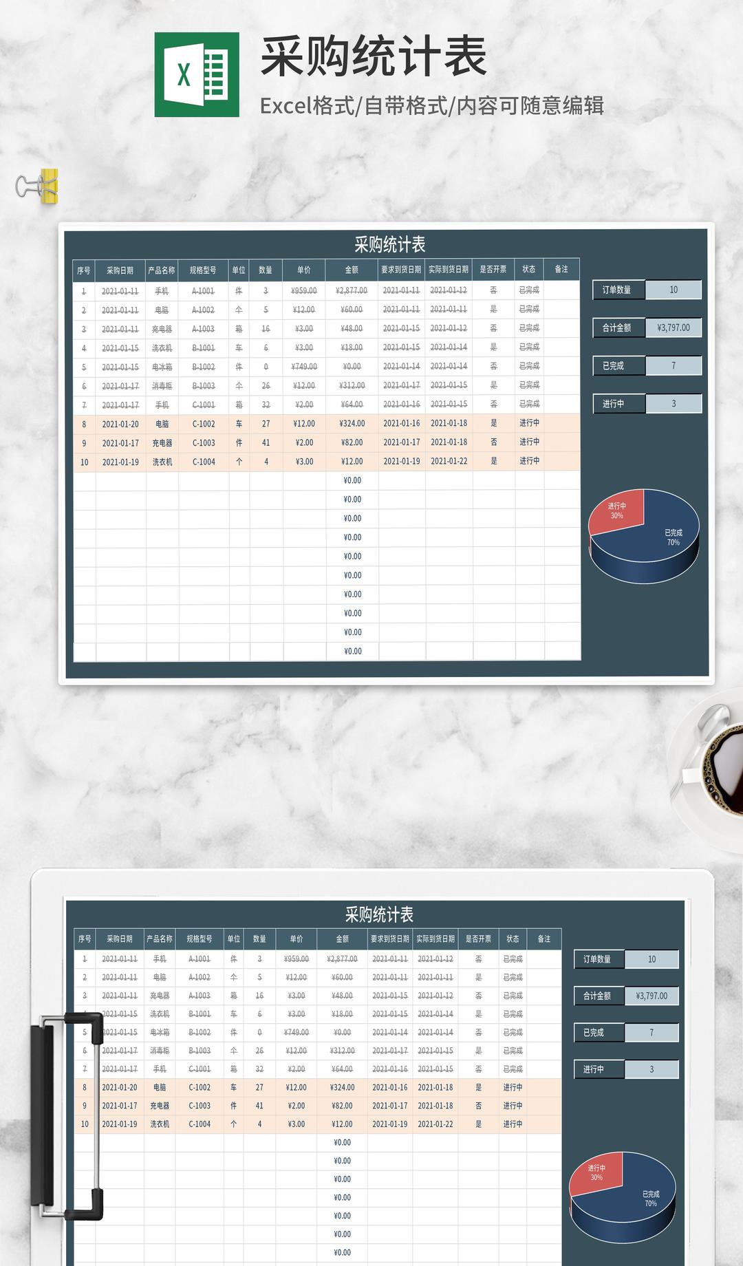 采购订单统计表Excel模板